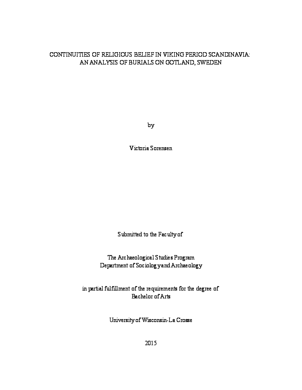Continuities of Religious Belief in Viking Period Scandinavia: An Analysis of Burials on Gotland, Sweden