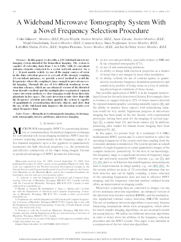 (PDF) A Wideband Microwave Tomography System With a Novel Frequency ...