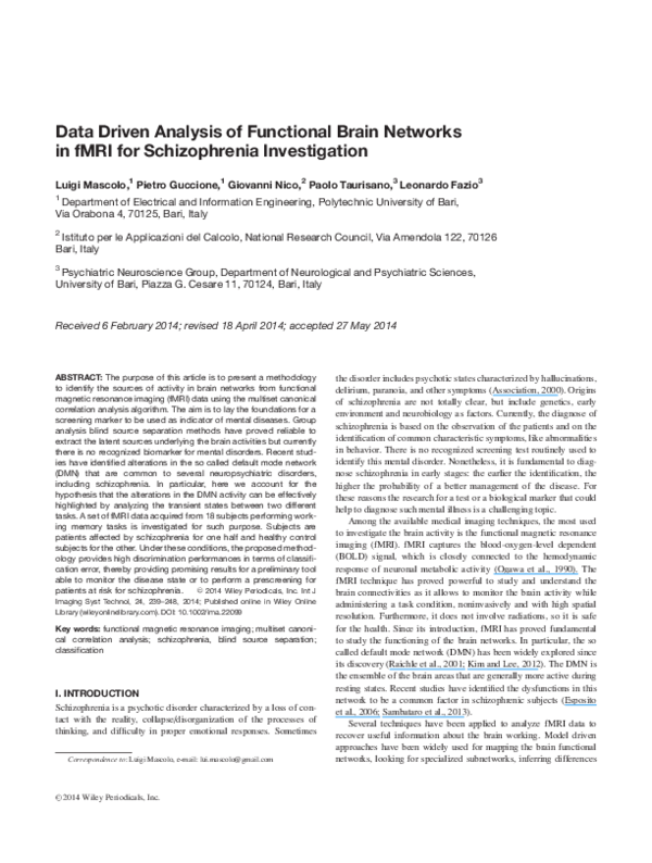(PDF) Data driven analysis of functional brain networks in fMRI for ...