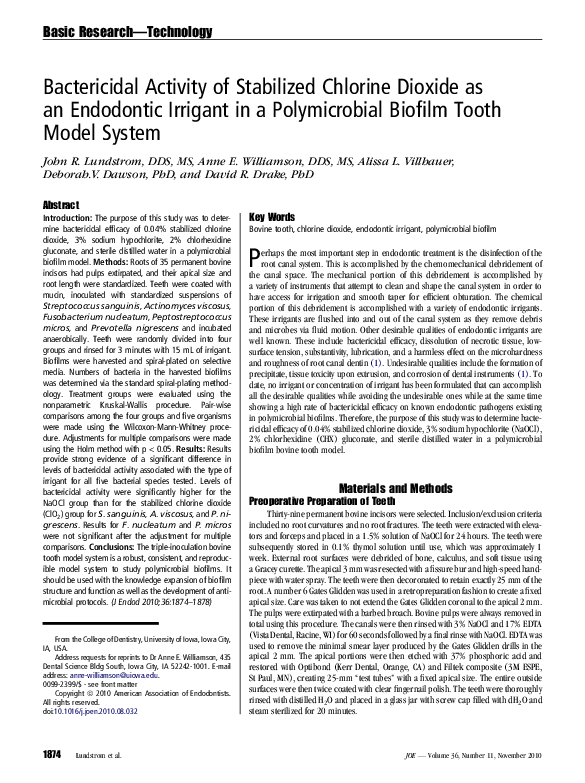 (PDF) Bactericidal Activity of Stabilized Chlorine Dioxide as an