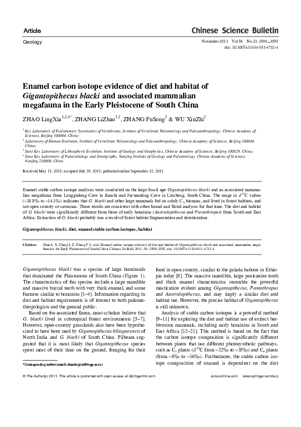 (PDF) Diet and Habitat of Gigantopithecus blacki