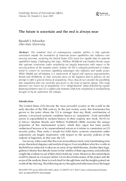 (PDF) The future is uncertain and the end is always near