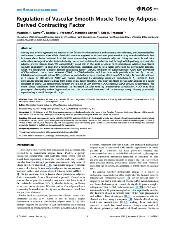 (PDF) Regulation of Vascular Smooth Muscle Tone by Adipose-Derived ...