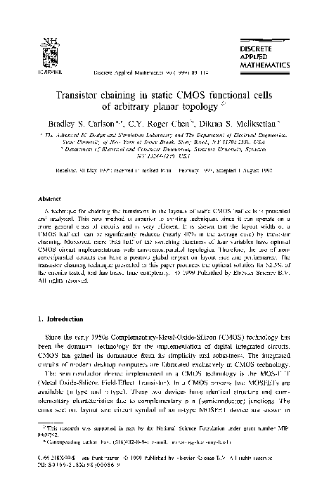 (PDF) Transistor Chaining in Static CMOS Functional Cells of Arbitrary ...