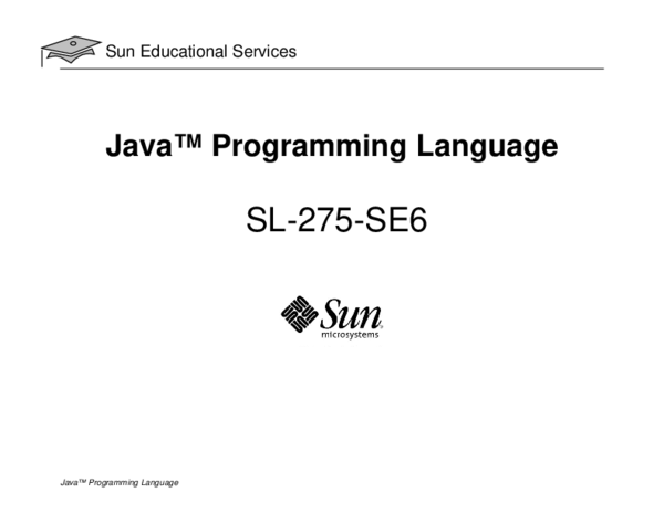 (PDF) Sun Educational Services Java™ Programming Language