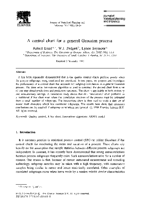(PDF) A control chart for a general Gaussian process