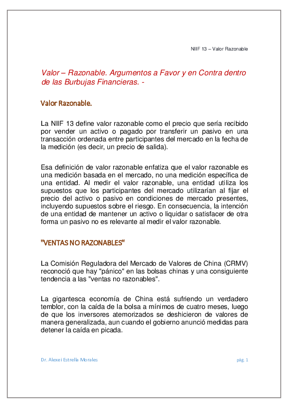 (PDF) Valor Razonable Burbujas Financieras