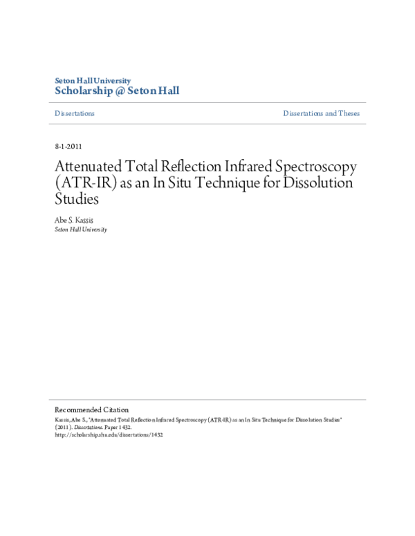 (PDF) Attenuated total reflection-Infrared spectroscopy applied to the ...