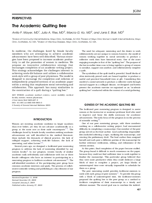 (PDF) The Academic Quilting Bee Anita Mayer Academia.edu