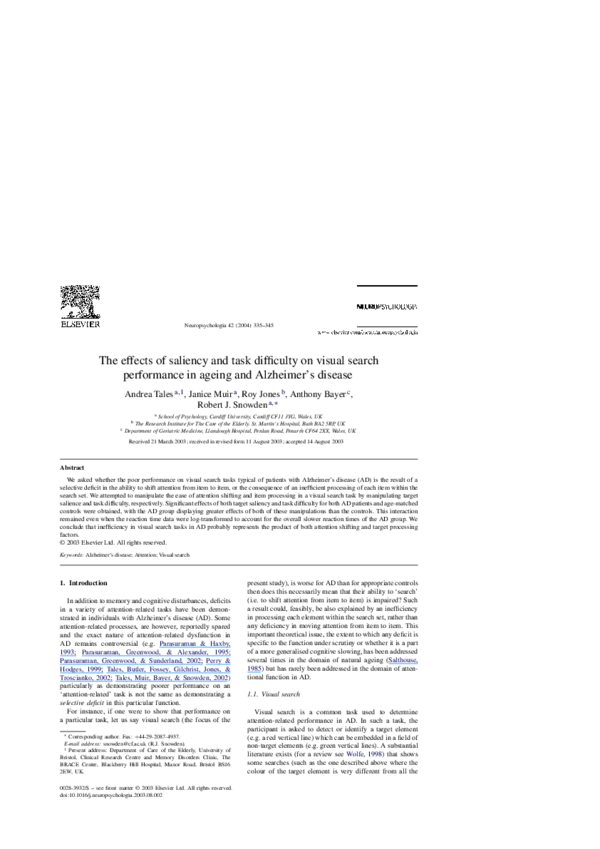 (PDF) The effects of saliency and task difficulty on visual search ...