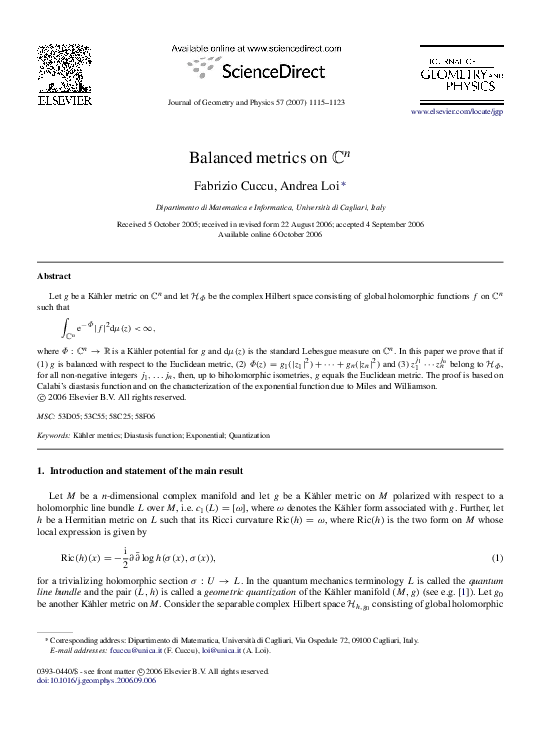 (PDF) Balanced metrics on