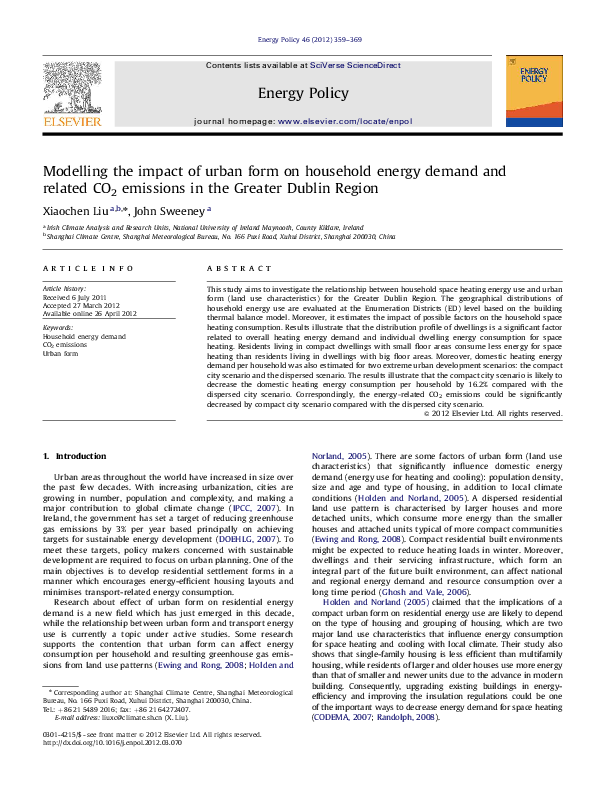 (PDF) Modelling the impact of urban form on household energy demand and ...