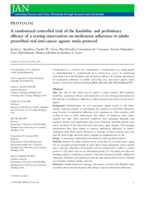 (PDF) A randomized controlled trial of the feasibility and preliminary ...
