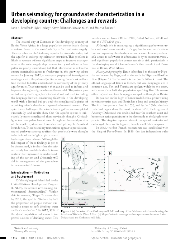 (PDF) Urban seismology for groundwater characterization in a developing ...