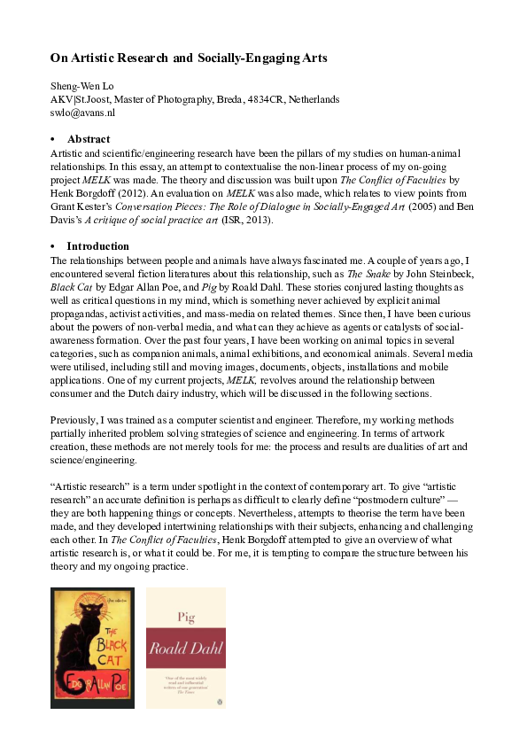 (PDF) On Artistic Research and Socially-Engaging Arts