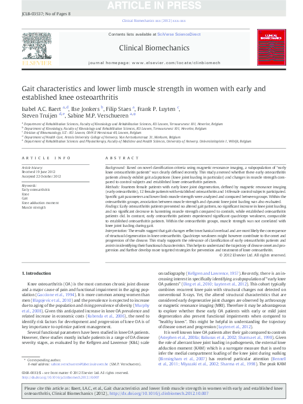 (PDF) Gait characteristics and lower limb muscle strength in women with ...