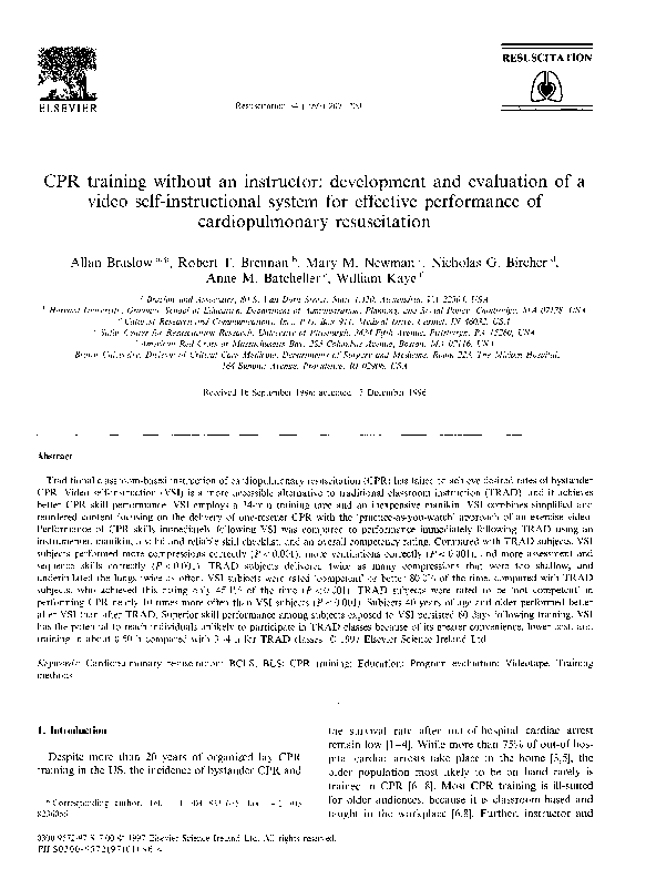 (PDF) CPR training without an instructor: development and evaluation of ...