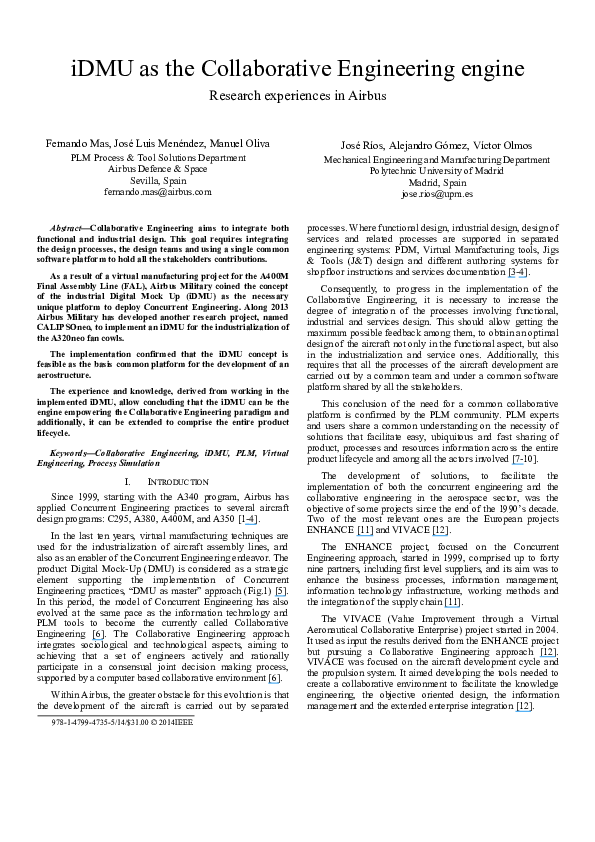 (PDF) iDMU as the Collaborative Engineering engine: Research ...