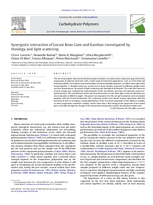 (PDF) Synergistic interaction of Locust Bean Gum and Xanthan