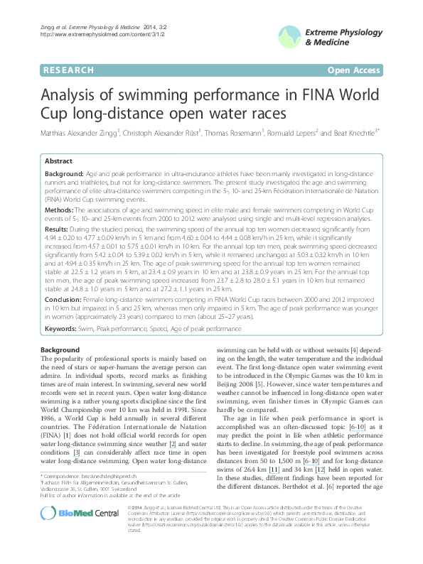 (PDF) Analysis of swimming performance in FINA World Cup long-distance ...