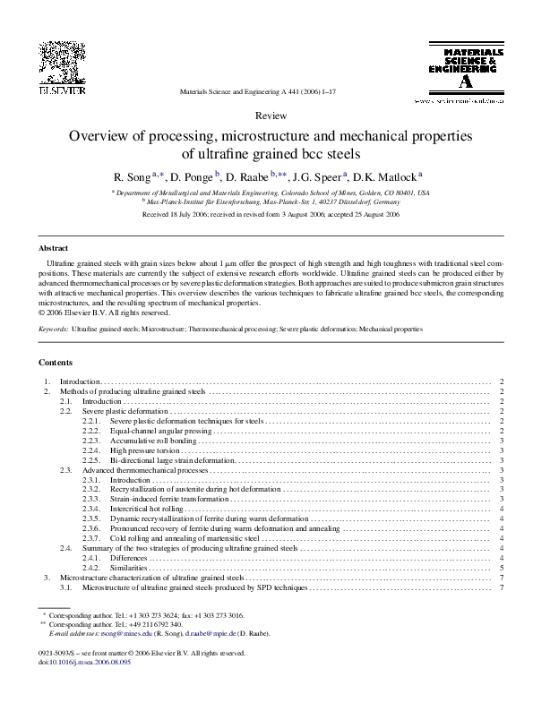 (PDF) Overview of processing, microstructure and mechanical properties ...