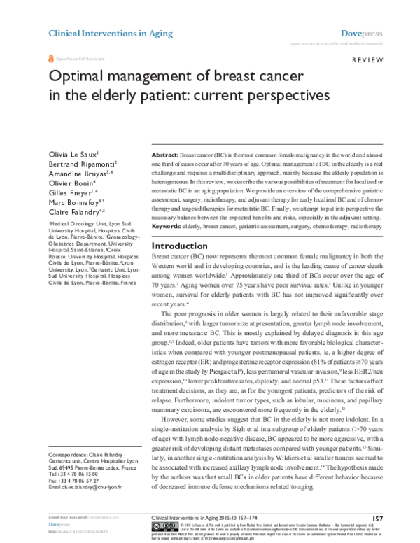 (PDF) Optimal management of breast cancer in the elderly patient ...