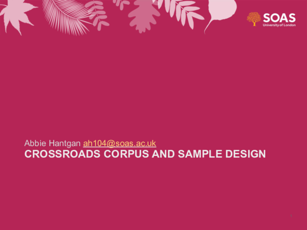 (PDF) CROSSROADS CORPUS AND SAMPLE DESIGN | Abbie Hantgan-Sonko ...