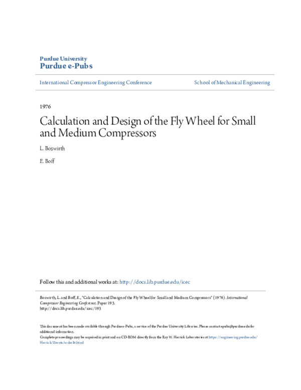 (PDF) Calculation and Design of the Fly Wheel for Small and Medium ...