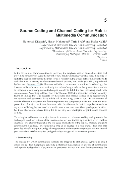 (PDF) Source Coding and Channel Coding for Mobile Multimedia Communication
