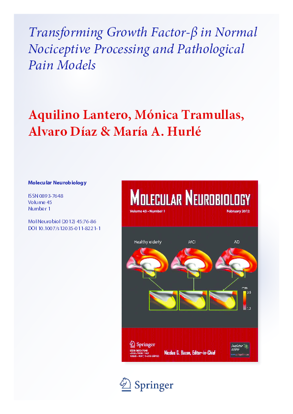 (PDF) Transforming Growth Factor-β in Normal Nociceptive Processing and ...