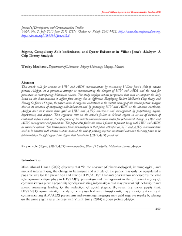 (PDF) Stigma, Compulsory Ablebodiedness, and Queer Existence in