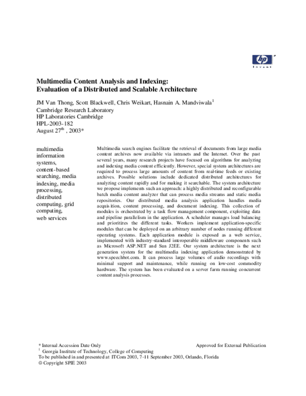 (PDF) Multimedia content analysis and indexing: evaluation of a ...