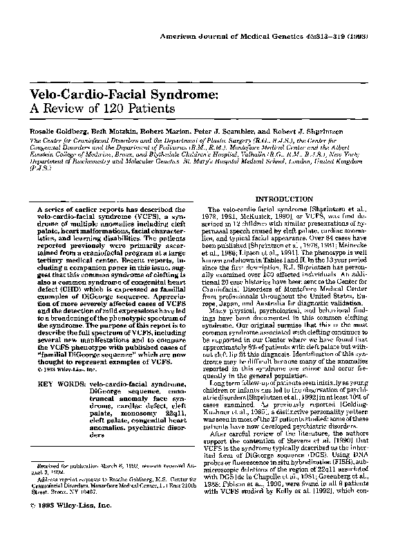 Velo-Cardio-Facial Syndrome Specialist Fact Sheet – SGEIZ