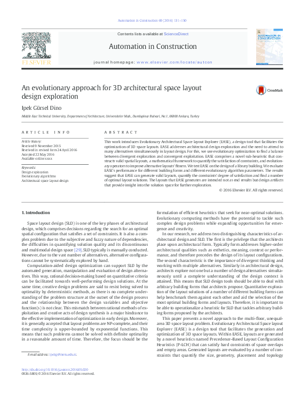 (PDF) An evolutionary approach for 3D architectural space layout design ...