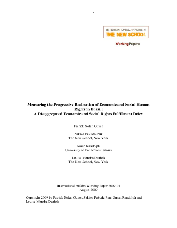 (PDF) Measuring the Progressive Realization of Economic and Social ...