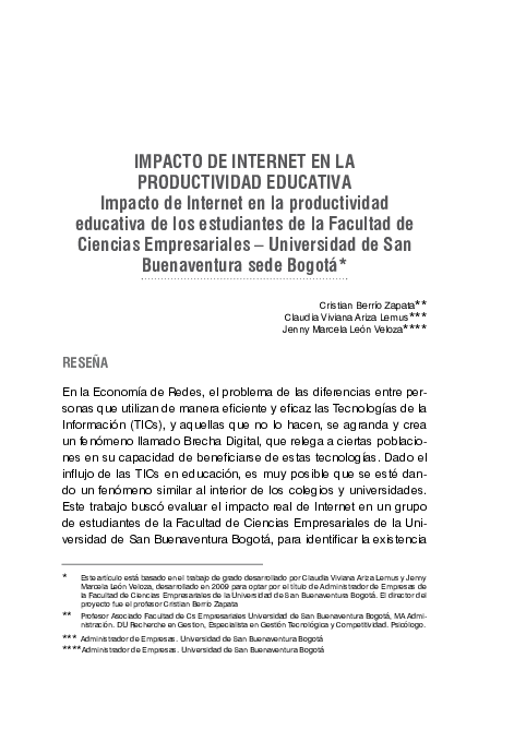 (PDF) Impacto de Internet en la productividad educativa de los ...