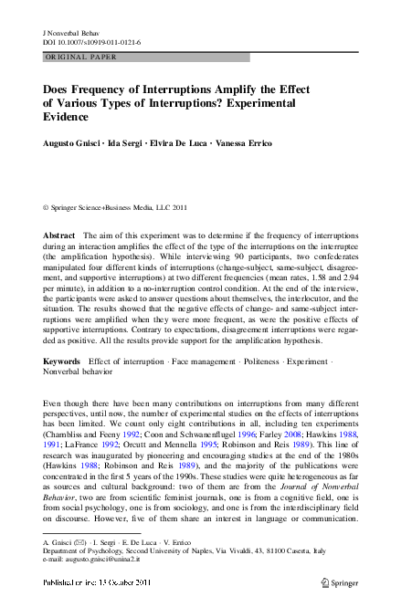 (PDF) Does Frequency of Interruptions Amplify the Effect of Various ...