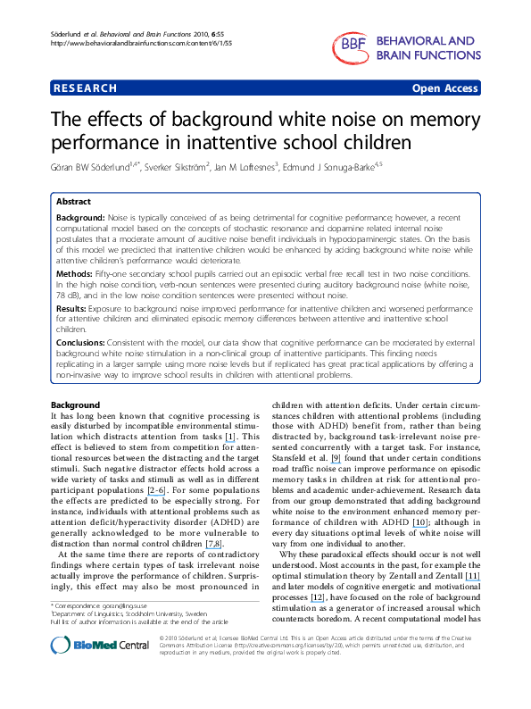 (PDF) The effects of background white noise on memory performance in ...