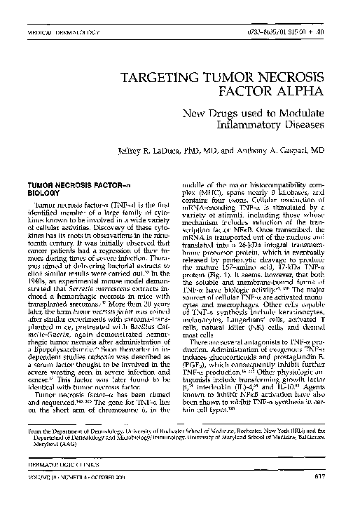 (PDF) Targeting Tumour Necrosis Factor Alpha