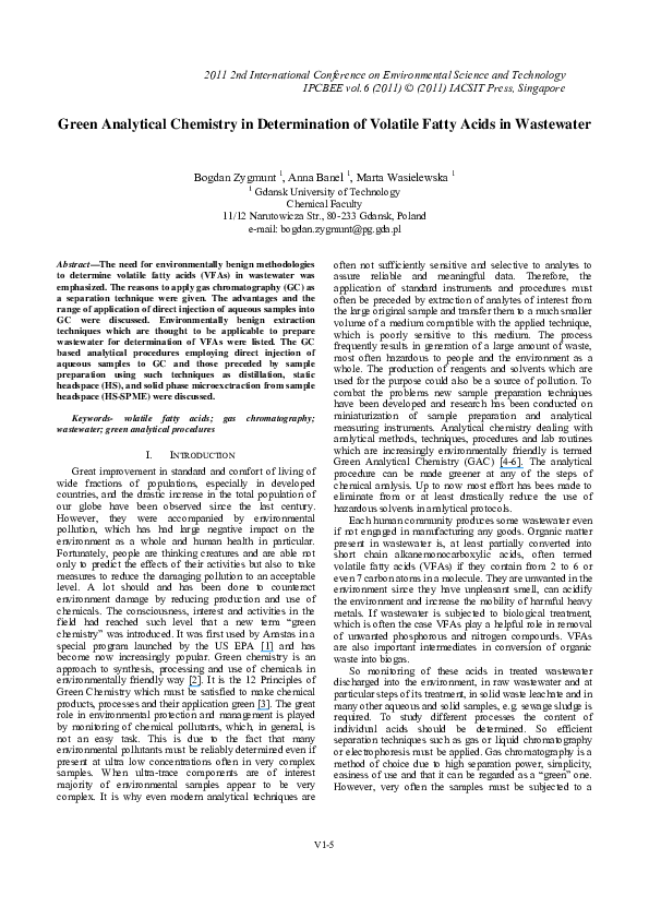 (PDF) Green analytical chemistry in the determination of organic ...