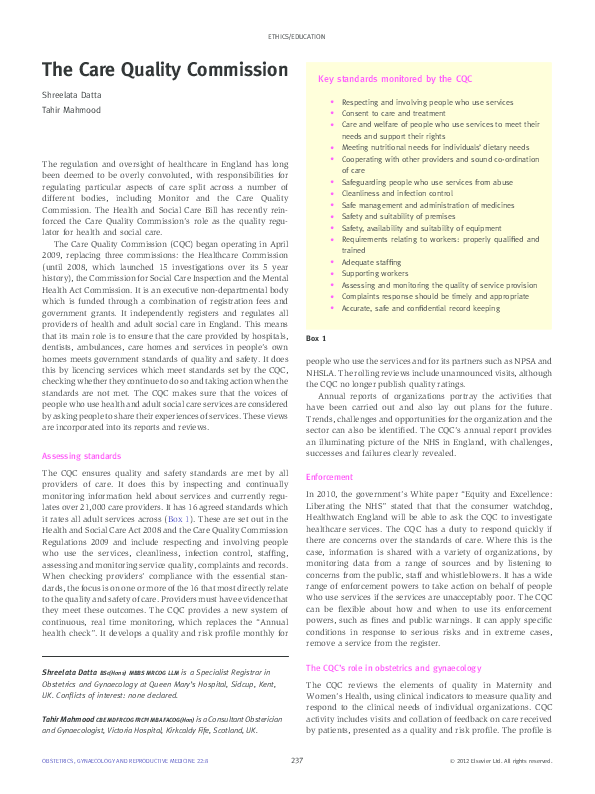 (PDF) The Care Quality Commission