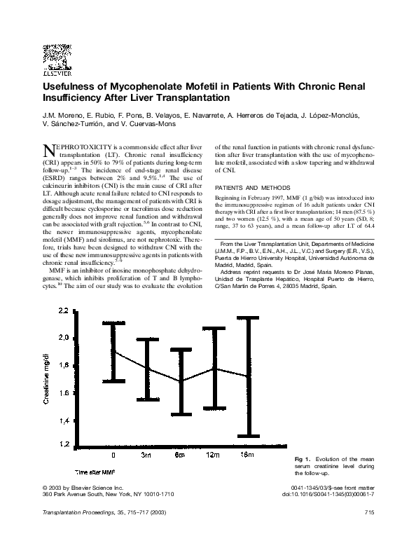 (PDF) Effectiveness and safety of mycophenolate mofetil as monotherapy ...