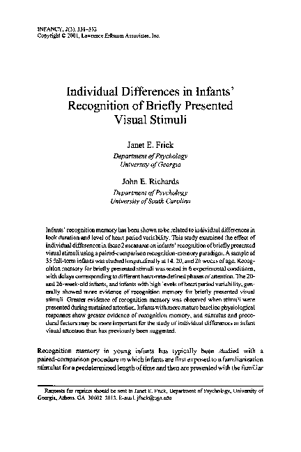 (PDF) Individual Differences in Infants' Recognition of Briefly ...