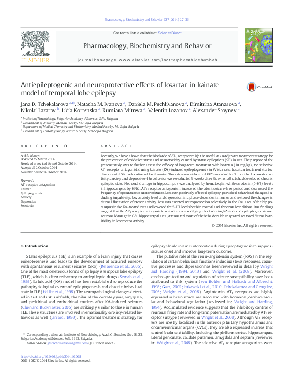 (PDF) Antiepileptogenic and neuroprotective effect of losartan in ...