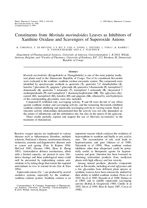 (PDF) Constituents from Morinda morindoides Leaves as Inhibitors of