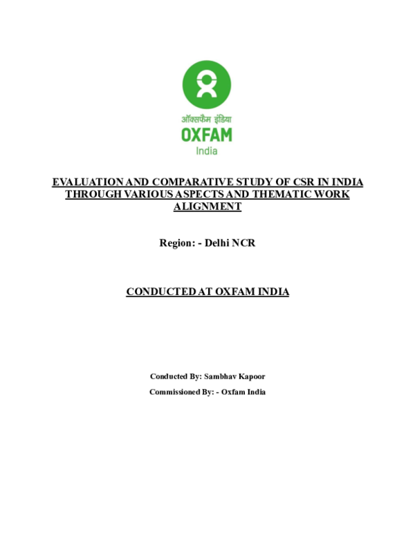 (PDF) EVALUATION AND COMPARATIVE STUDY OF CSR IN INDIA THROUGH VARIOUS ...
