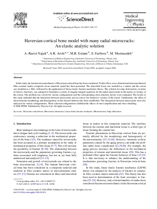 (PDF) Haversian cortical bone model with many radial microcracks: An ...