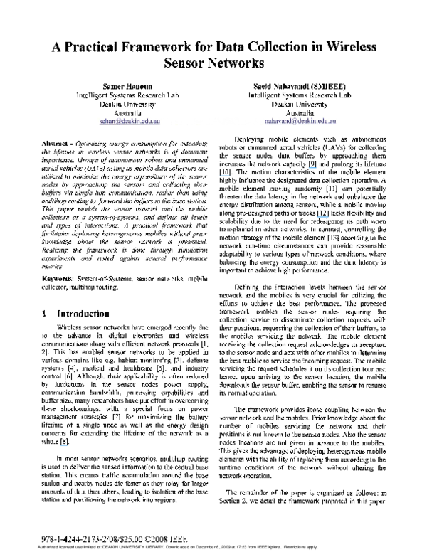 (PDF) A practical framework for data collection in wireless sensor networks