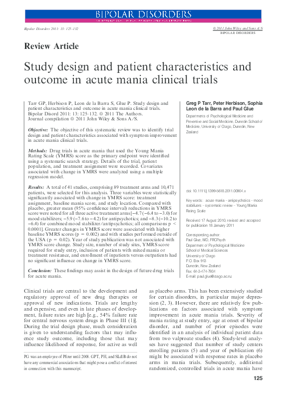 (PDF) Study design and patient characteristics and outcome in acute ...