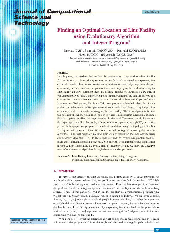 (PDF) Finding an Optimal Location of Line Facility using Evolutionary ...